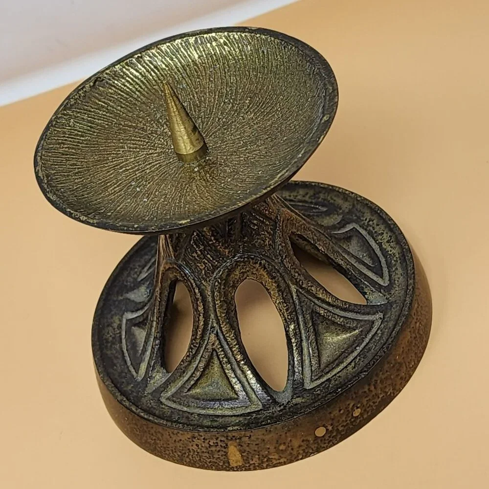 Pair Of Vintage Mid-Century Modern Brass Candle Holders‎